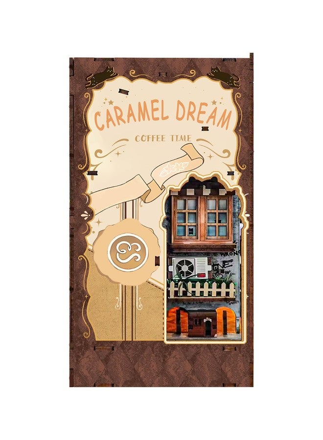 STRUCWOOD Book Nook Kit-DIY Dollhouse Kit Wooden Miniature Studio with Dust Cover Bookshelf Decor 3D Puzzle Book Nooks for Adults to Build Gift (Caramel Dreams) - Image 5